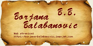 Borjana Balabanović vizit kartica
